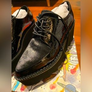 Jeffrey Campbell BOYSDNTCRY Black Platform Pointy Oxfords